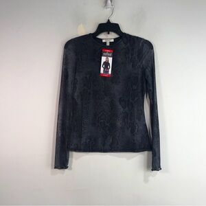 Edited by Remi Bader L/S Snake Print Mesh Top, Women's Size XS - Black/Grey